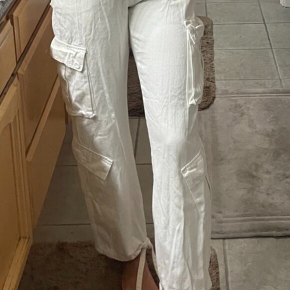 High Waisted Cargo Jeans (Amazon), White, Size S - Picture 3 of 4